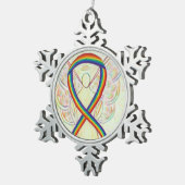 Rainbow Awareness Ribbon Angel Gepersonaliseerd Or Tin Sneeuwvlok Ornament (Rechts)