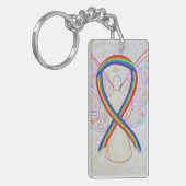 Rainbow Awareness Ribbon Angel Key chain Sleutelhanger (Voorkant Links)