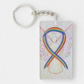 Rainbow Awareness Ribbon Angel Key chain Sleutelhanger (Voorkant)