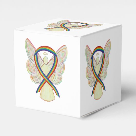 Rainbow Awareness Ribbon Angel Party Favor Box Bedankdoosjes (Voorkant Zijde)