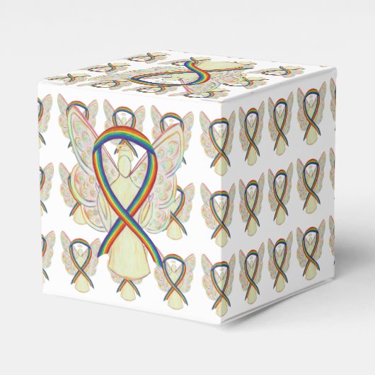 Rainbow Awareness Ribbon Angel Party Favor Boxes Bedankdoosjes (Voorkant Zijde)