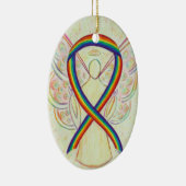 Rainbow Awareness Ribbon Angel Pendant Ornament (Rechts)