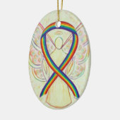 Rainbow Awareness Ribbon Angel Pendant Ornament (Links)
