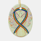 Rainbow Awareness Ribbon Angel Pendant Ornament (Achterkant)