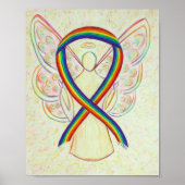 Rainbow Awareness Ribbon Angel Poster Art Print (Voorkant)