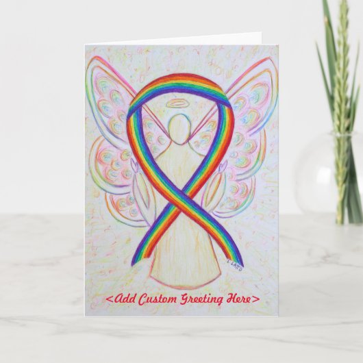 Rainbow Awareness Ribbon Angel Wenskaart Kaart (Voorkant)