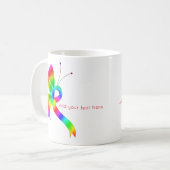 Rainbow Awareness Ribbon Butterfly Coffee Mok (Voorkant links)