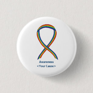 Rainbow Awareness Ribbon Custom Art Pins Ronde Button 3,2 Cm