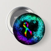 Rainbow Awareness Ribbon Grunge Heart Pinback Butt Ronde Button 7,6 Cm (Voorkant /achterkant)