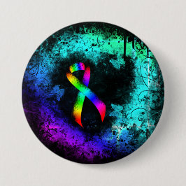 Rainbow Awareness Ribbon Grunge Heart Pinback Butt Ronde Button 7,6 Cm