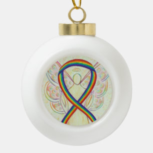 Rainbow Awareness Ribbon Guardian Angel Ornamenten