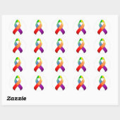 Rainbow Awareness Ribbon II Round Sticker (Vel)