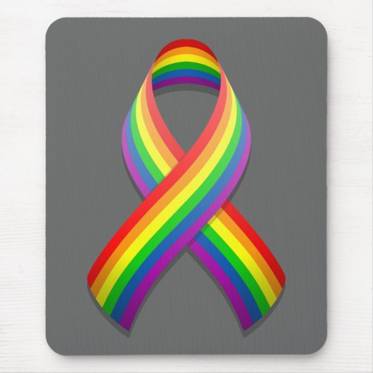 Rainbow Awareness Ribbon Mousepad Muismat (Voorkant)