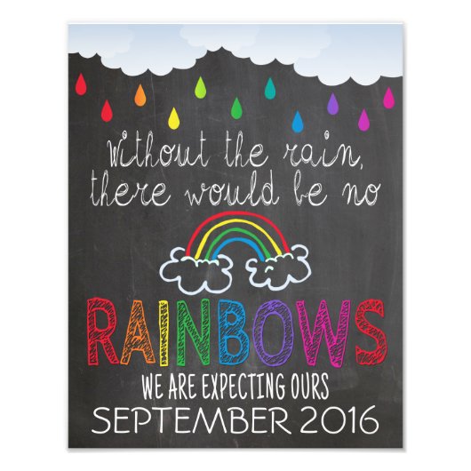 Rainbow Baby Announcement Foto Prop Sign, 11 x 14 Afdruk (Voorkant)