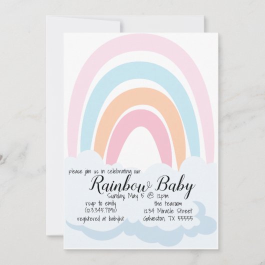 Rainbow Baby Babyshower Uitnodiging (Voorkant)