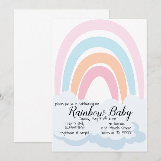 Rainbow Baby Babyshower Uitnodiging (Voorkant / Achterkant)