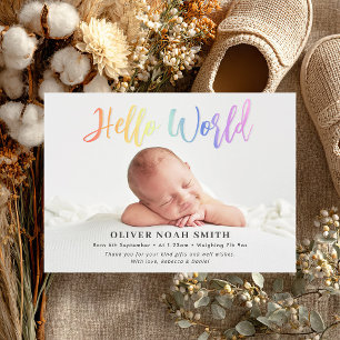 Rainbow Baby Birth Announounding Hallo World Aankondiging