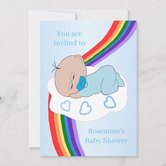 Rainbow Baby Boy Baby Shower Kaart (Voorkant)