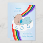 Rainbow Baby Boy Baby Shower Kaart (Voorkant / Achterkant)