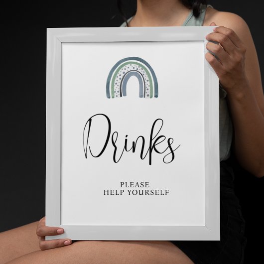 Rainbow Baby Boy Drink Baby shower Teken Poster