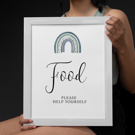 Rainbow Baby Boy Food Baby shower Sign Poster