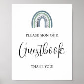 Rainbow Baby Boy Guestbook Baby shower Sign Poster (Voorkant)