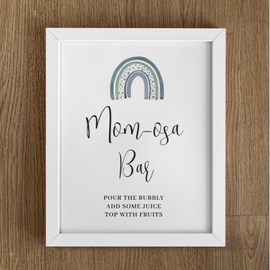 Rainbow Baby Boy Mom-osa Bar Baby shower Teken Poster