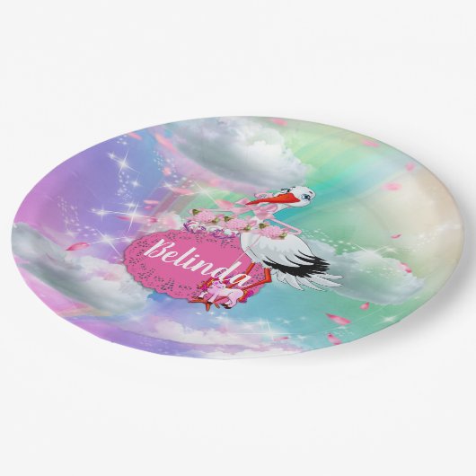 Rainbow Baby Butterfly Fairy Baby shower Papieren Bordje (Gekanteld)