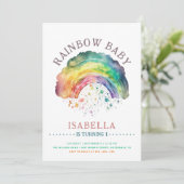Rainbow Baby Cute Waterverf Girl 1e verjaardag Kaart (Staand voorkant)