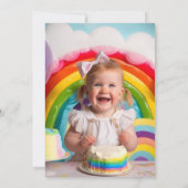 Rainbow Baby Cute Waterverf Girl 1e verjaardag Kaart (Achterkant)