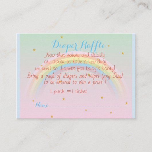 Rainbow Baby Diaper-treinkaartje Visitekaartje (Voorkant)