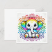 Rainbow baby elephant blank card kaart (Voorkant / Achterkant)