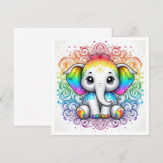 Rainbow baby elephant blank card kaart (Voorkant / Achterkant)