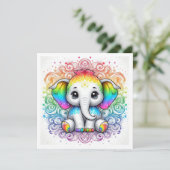 Rainbow baby elephant blank card kaart (Staand voorkant)