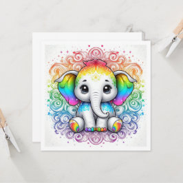 Rainbow baby elephant blank card kaart
