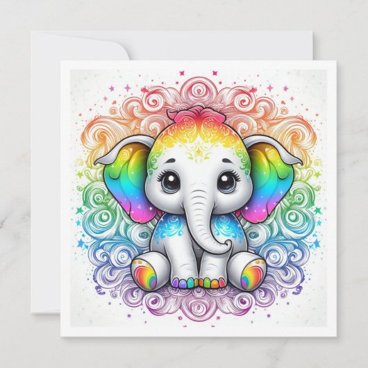 Rainbow baby elephant blank card kaart (Voorkant)