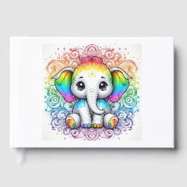 Rainbow baby elephant guest book gastenboek
