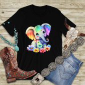 Rainbow Baby Elephant met blauwe ogen Grafisch T-shirt