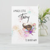 ** Rainbow Baby Fairy Glitter Douche Uitnodiging (Staand voorkant)