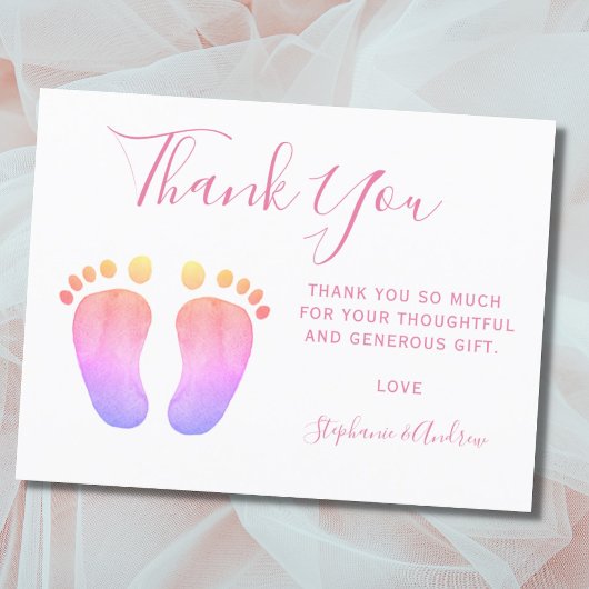 Rainbow Baby Feet Baby shower Hartelijk dank Briefkaart