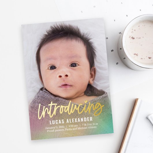 Rainbow Baby Folie Moderne aanmaning Feestdagenkaart