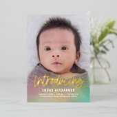 Rainbow Baby Folie Moderne aanmaning Feestdagenkaart (Staand Voorkant)