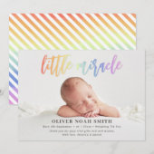 Rainbow Baby Geboorteaankondiging Little Miracle Aankondiging (Voorkant / Achterkant)