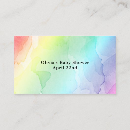 Rainbow Baby Gift Registry Douche Inzetstuk Kaart Visitekaartje (Achterkant)