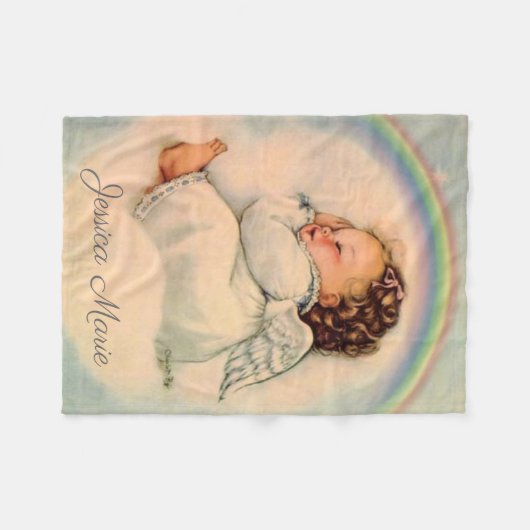 Rainbow Baby Girl Angel Sleeping on Cloud Fleece Deken (Voorkant (Horizontaal))