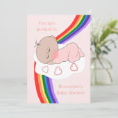 Rainbow Baby Girl Baby shower Kaart (Staand voorkant)