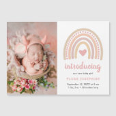 Rainbow Baby Girl Foto geboorteaankondiging Magnet Magnetische Uitnodiging (Voorkant)