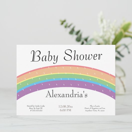 Rainbow Baby Girl of boy Baby shower party Kaart (Staand voorkant)