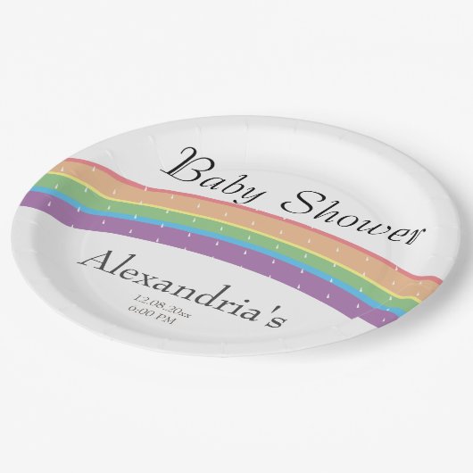 Rainbow Baby Girl of boy Baby shower party Papieren Bordje (Gekanteld)