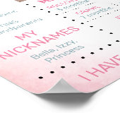 Rainbow Baby Girl's First Birthday Milestone Stats Poster (Hoek)